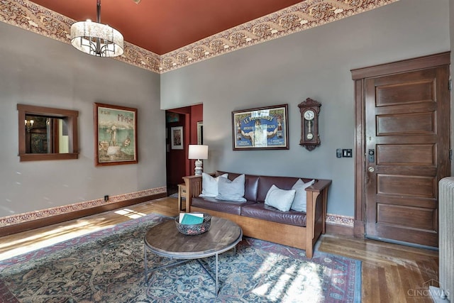 2334 Upland Pl, Cincinnati, OH 45206 - living area with wood finished floors and baseboards