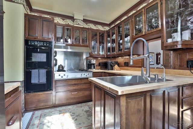 2334 Upland Pl, Cincinnati, OH 45206 - kitchen featuring stainless steel gas stovetop, light countertops, and under cabinet range hood
