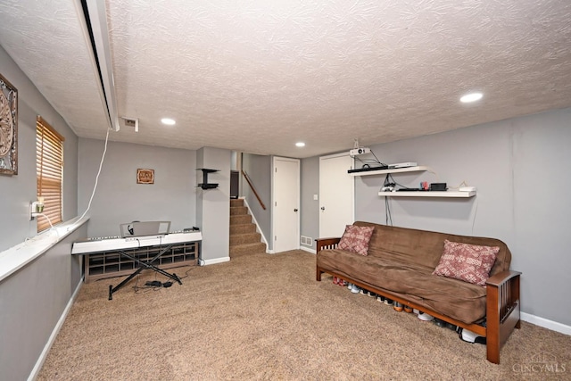 2868 Grosvenor Dr, Colerain Twp, OH 45251 - office area featuring a textured ceiling, recessed lighting, carpet floors, and baseboards