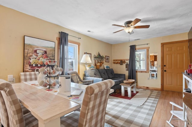 12977 E US Rt 50, Paint Twp, OH 45612 - dining area featuring ceiling fan and light wood-type flooring