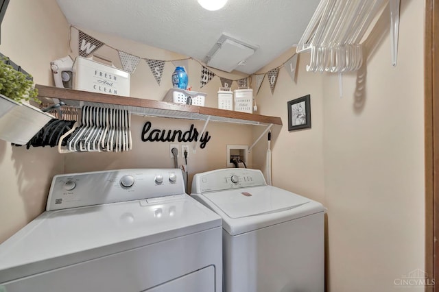 55 Kastrup Dr, Lakengren, OH 45320 - laundry room featuring washer and clothes dryer and a textured ceiling