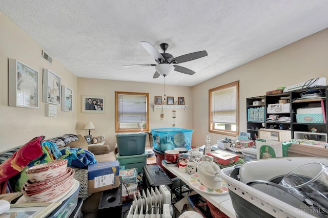 55 Kastrup Dr, Lakengren, OH 45320 - office area featuring a ceiling fan and a textured ceiling