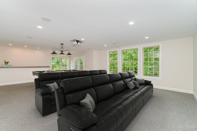 3190 Fox Run Dr, Ross Twp, OH 45013 - home theater with carpet floors and recessed lighting