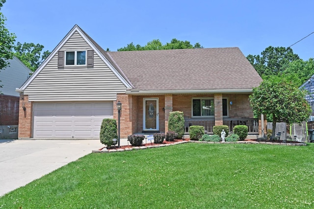3430 Melodymanor Dr, Colerain Twp, OH 45239 - traditional-style house with a front yard, a porch, brick siding, driveway, and roof with shingles