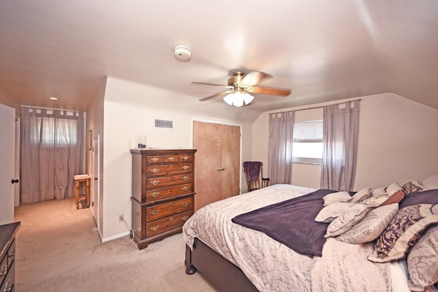3430 Melodymanor Dr, Colerain Twp, OH 45239 - bedroom with light colored carpet, a closet, and a ceiling fan