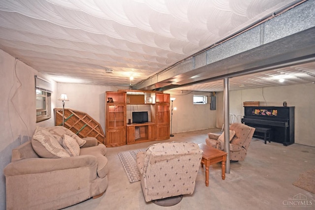 3430 Melodymanor Dr, Colerain Twp, OH 45239 - living area with concrete flooring and electric panel