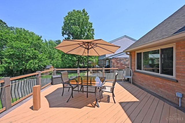 3430 Melodymanor Dr, Colerain Twp, OH 45239 - wooden deck featuring outdoor dining area and a shed
