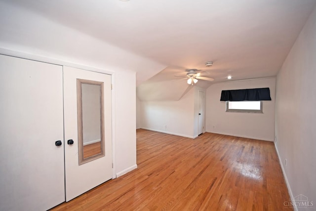 3430 Melodymanor Dr, Colerain Twp, OH 45239 - bonus room featuring a ceiling fan, light wood-type flooring, and lofted ceiling