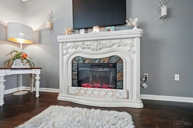 5711 Clemens Dr, Goshen Twp, OH 45140 - detailed view of wood finished floors, a glass covered fireplace, and baseboards