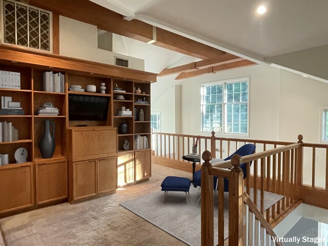1588 Moon Valley Ln, Anderson Twp, OH 45230 - living area with light colored carpet and an upstairs landing