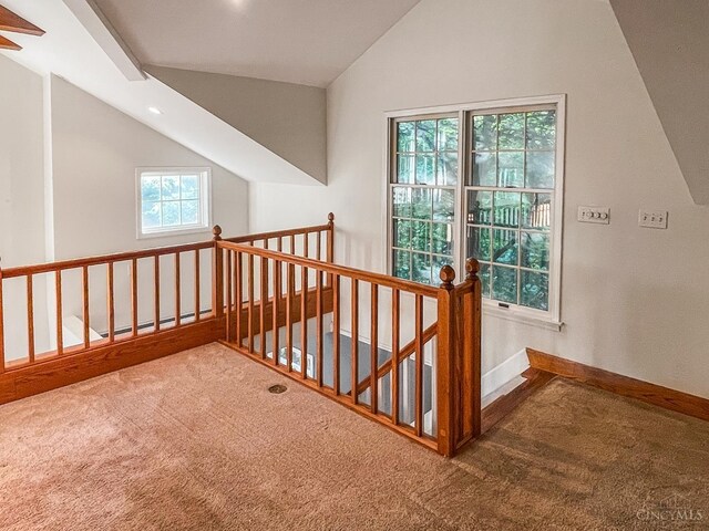 1588 Moon Valley Ln, Anderson Twp, OH 45230 - stairs with carpet flooring and lofted ceiling