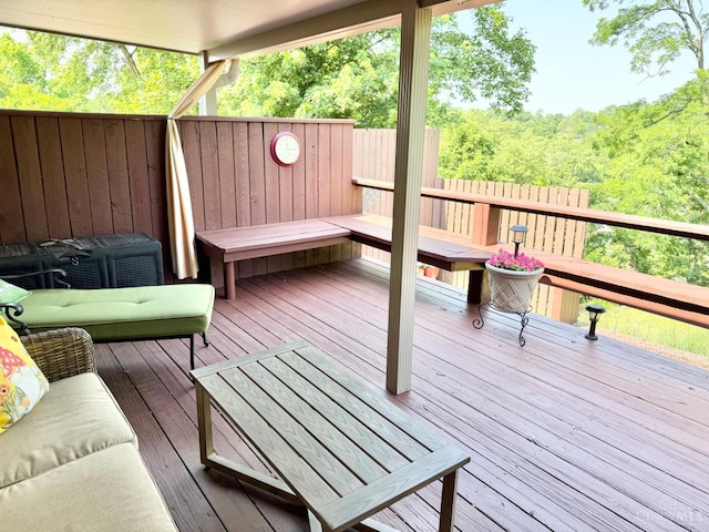 4375 Airycrest Ln, Cincinnati, OH 45211 - wooden deck featuring a wooded view