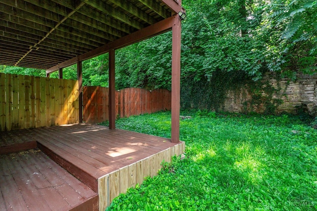 2266 Loth St, Cincinnati, OH 45219 - wooden terrace featuring a fenced backyard