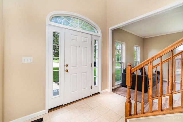5200 Poets Way, Liberty Twp, OH 45011 - foyer with stairway and crown molding