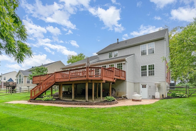 5200 Poets Way, Liberty Twp, OH 45011 - rear view of house with a deck and stairway