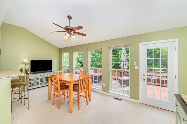 5200 Poets Way, Liberty Twp, OH 45011 - dining space with lofted ceiling and a ceiling fan