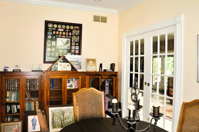 8030 Deershadow Ln, Montgomery, OH 45242 - dining area with crown molding and french doors