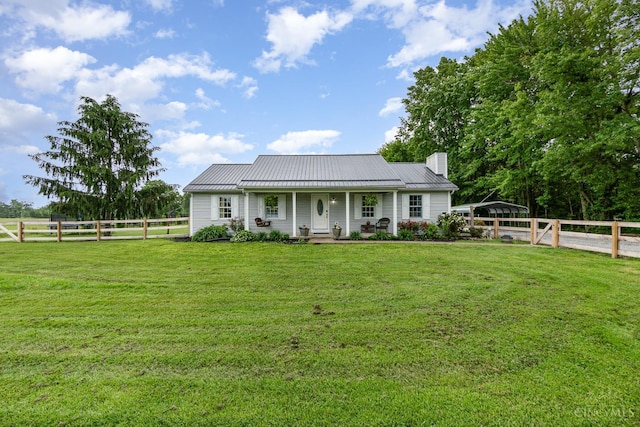 13726 New Harmony Shiloh Rd, Pike Twp, OH 45154 - view of front of house with a standing seam roof, a carport, covered porch, a chimney, and a metal roof