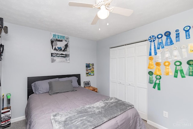 13726 New Harmony Shiloh Rd, Pike Twp, OH 45154 - carpeted bedroom featuring a closet and ceiling fan
