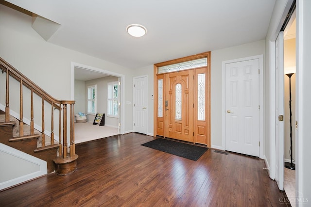 9930 Tall Oaks Ct, Deerfield Twp, OH 45140 - entrance foyer featuring dark wood-type flooring and stairs