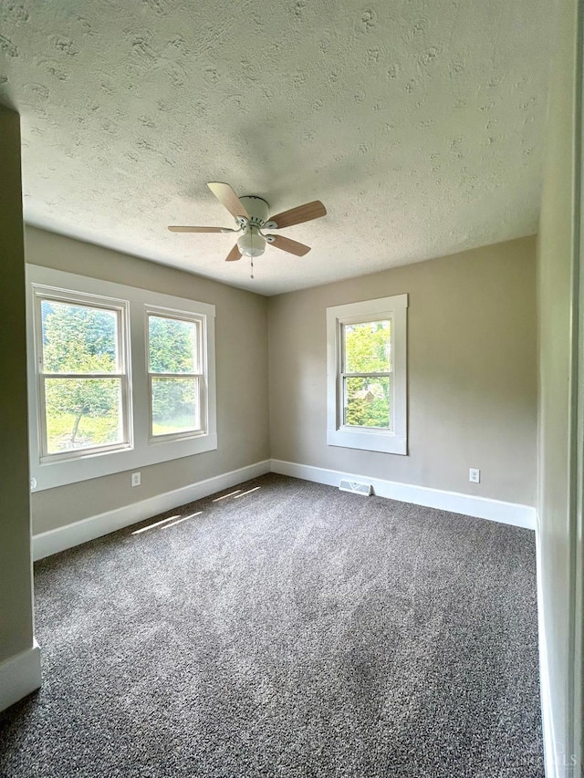 3501 Mcfarlan Rd, Cincinnati, OH 45211 - carpeted empty room with healthy amount of natural light, a ceiling fan, and a textured ceiling