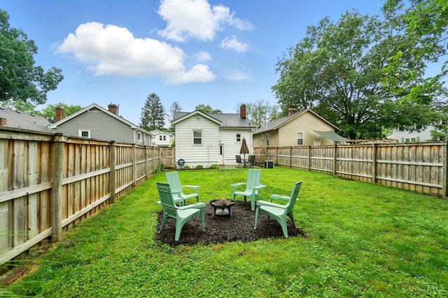 7002 Cambridge Ave, Columbia Twp, OH 45227 - fenced backyard with a fire pit