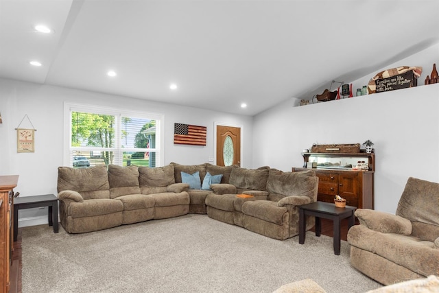 6226 Hunt Rd, Wayne Twp, OH 45118 - living room with carpet floors, recessed lighting, and lofted ceiling