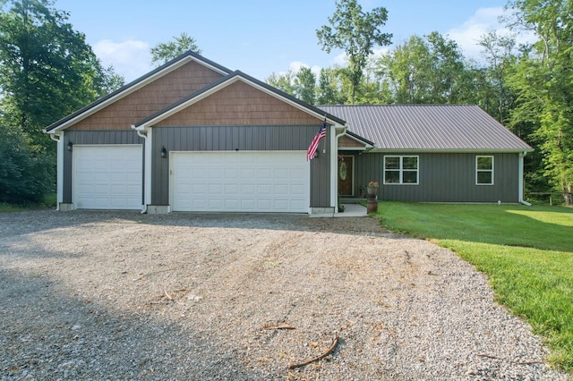 6226 Hunt Rd, Wayne Twp, OH 45118 - view of front of house with gravel driveway, a garage, and a front yard