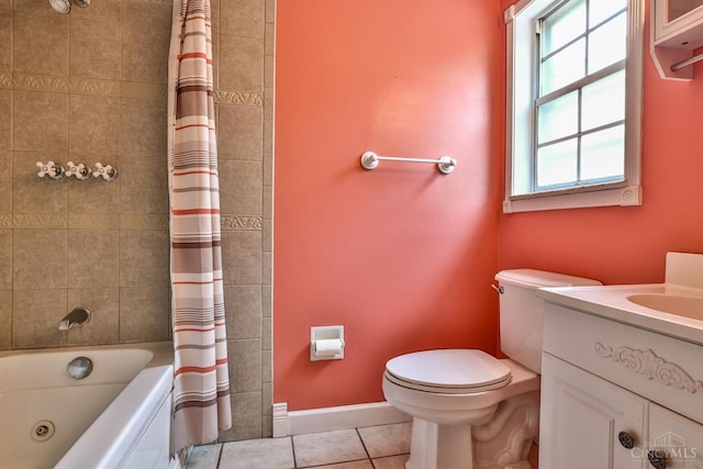 10730 Adventure Ln, Montgomery, OH 45242 - bathroom featuring vanity, tile patterned floors, and a combined bath / shower with jetted tub