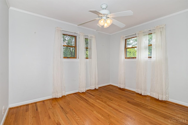 755 Jarole Dr, Union Twp, OH 45245 - empty room featuring light wood-style floors, a ceiling fan, and ornamental molding