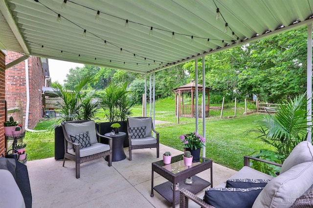 10569 Gloria Ave, Cincinnati, OH 45231 - view of patio / terrace with an outdoor living space and a gazebo
