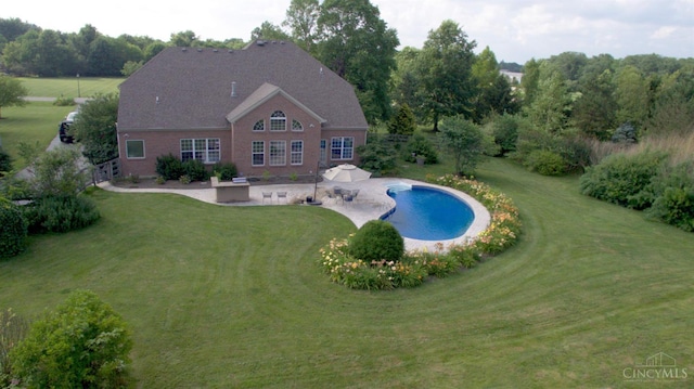 7194 Orchard View Ln, Salem Twp, OH 45152 - rear view of property featuring a patio area, a yard, and an outdoor pool