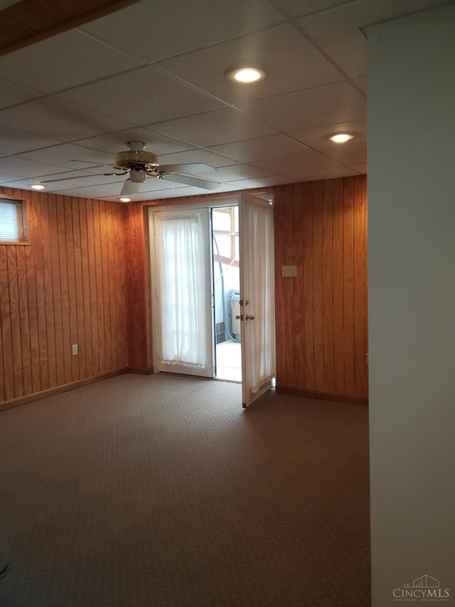10 Chippewa Cv, Sardinia, OH 45171 - empty room with carpet floors, wood walls, healthy amount of natural light, ceiling fan, and recessed lighting