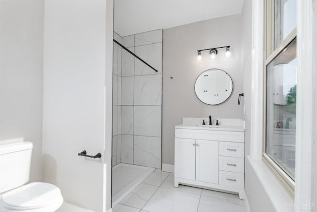 3846 Davis Ave, Cheviot, OH 45211 - bathroom featuring marble finish flooring, vanity, and a tile shower