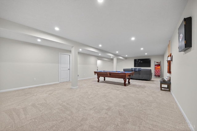 1285 Millstream Dr, Batavia Twp, OH 45102 - game room featuring billiards, light carpet, and recessed lighting