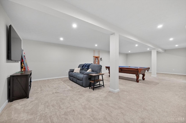 1285 Millstream Dr, Batavia Twp, OH 45102 - playroom featuring light colored carpet, recessed lighting, and billiards table