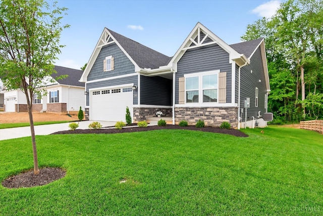 1285 Millstream Dr, Batavia Twp, OH 45102 - craftsman house with a front yard, driveway, stone siding, and a garage