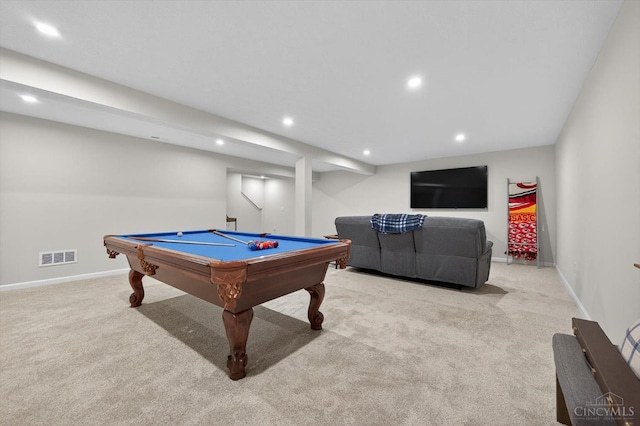 1285 Millstream Dr, Batavia Twp, OH 45102 - recreation room featuring carpet flooring, billiards table, and recessed lighting
