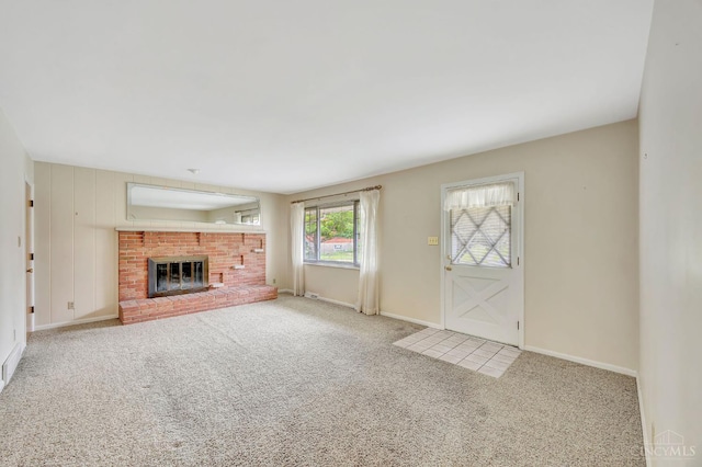 5505 Goldcrest Dr, Green Twp, OH 45238 - unfurnished living room featuring carpet and a fireplace