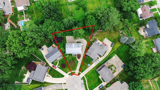5505 Goldcrest Dr, Green Twp, OH 45238 - aerial view of residential area featuring property boundaries highlighted