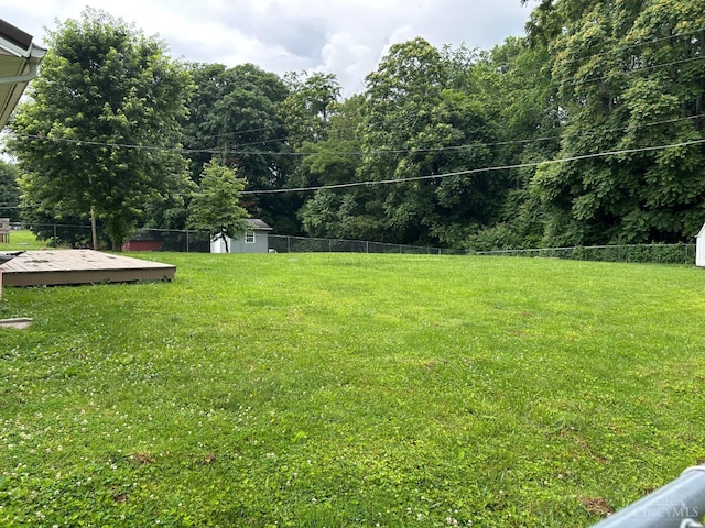 5855 Ivy Hill Rd, Hillsboro, OH 45133 - fenced backyard featuring a shed and a deck