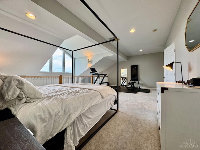 937 Monastery Unit B, Cincinnati, OH 45202 - bedroom featuring light colored carpet, recessed lighting, and lofted ceiling