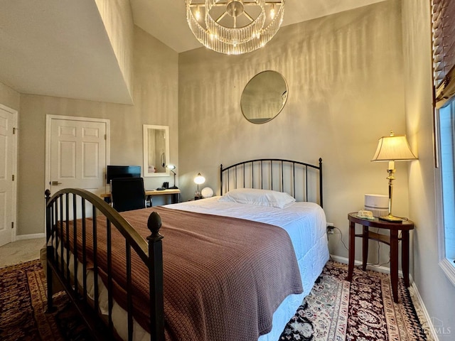 937 Monastery Unit B, Cincinnati, OH 45202 - carpeted bedroom featuring a chandelier and a towering ceiling
