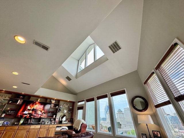 937 Monastery Unit B, Cincinnati, OH 45202 - living area with high vaulted ceiling, plenty of natural light, recessed lighting, and built in features