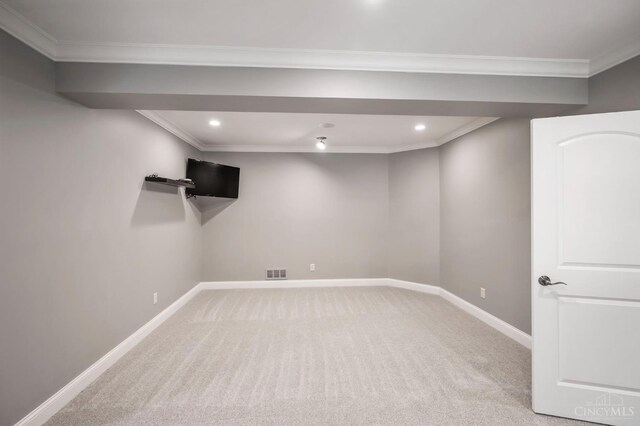 9317 E Kemper Rd, Symmes Twp, OH 45140 - below grade area with carpet flooring, recessed lighting, and crown molding
