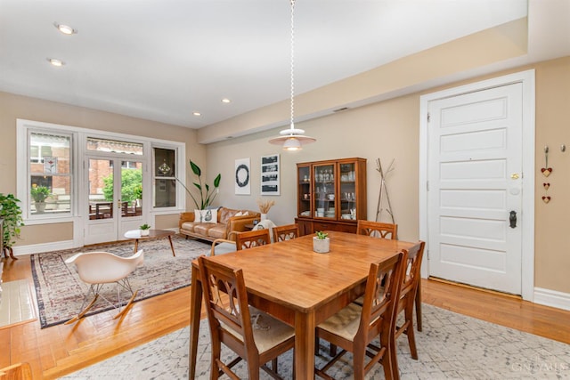 2356 Park Ave Unit 9, Cincinnati, OH 45206 - dining space featuring light wood-type flooring, recessed lighting, and french doors
