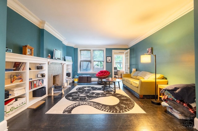 3896 Reading Rd Unit M, Cincinnati, OH 45229 - living room with crown molding, a fireplace, and built in features