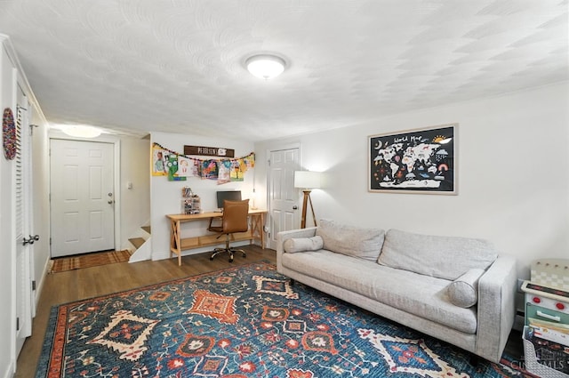 3862 Settle Rd, Mariemont, OH 45227 - living area featuring wood finished floors, an office area, and stairway