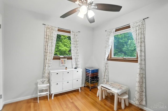 6159 Tulane Rd, Cincinnati, OH 45212 - bedroom with light wood finished floors and a ceiling fan