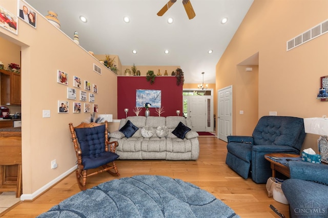 440 Waynoka Dr, Franklin Twp, OH 45171 - living area with ceiling fan, light wood-style floors, and recessed lighting
